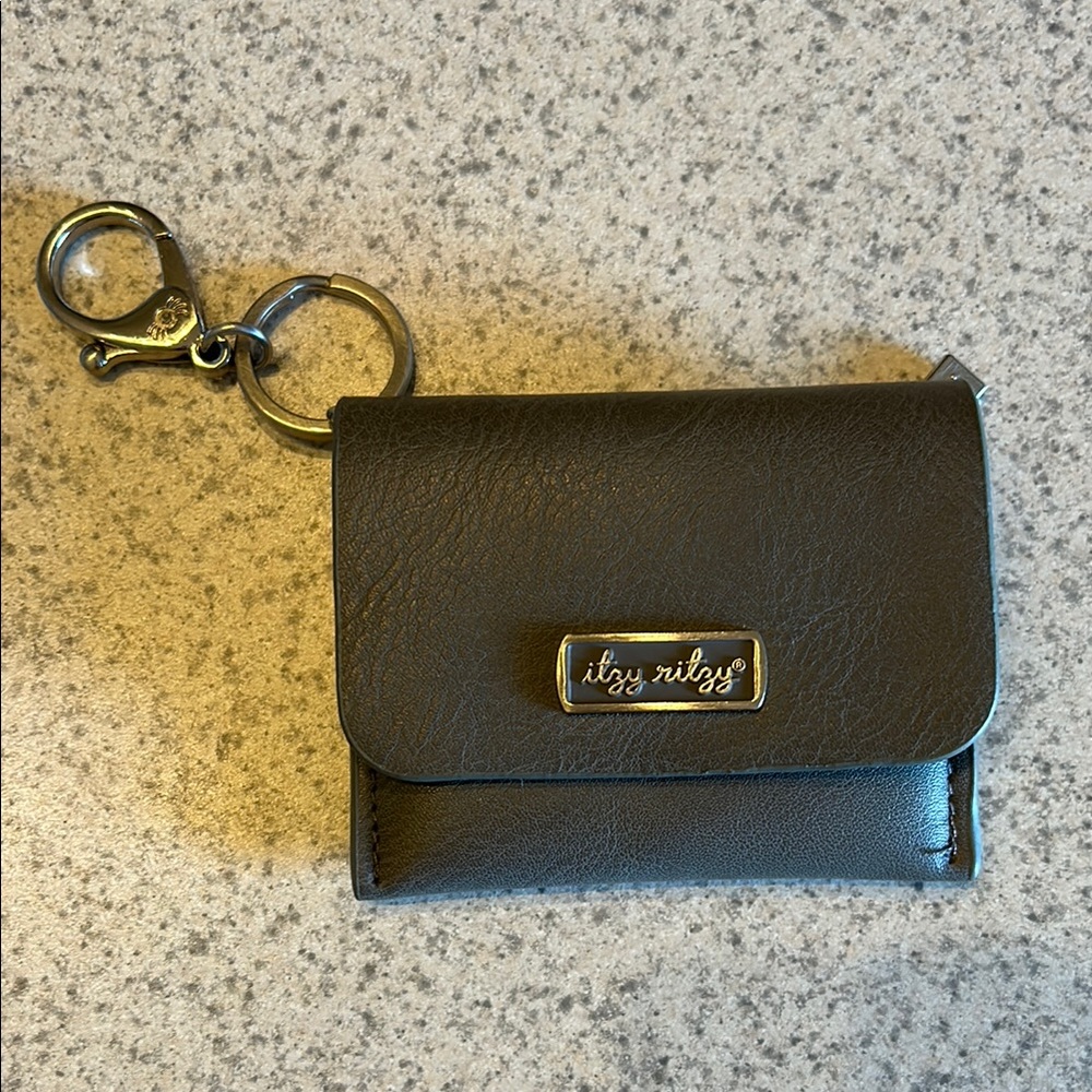Itzy Ritzy Gray Leather Keychain Pouch